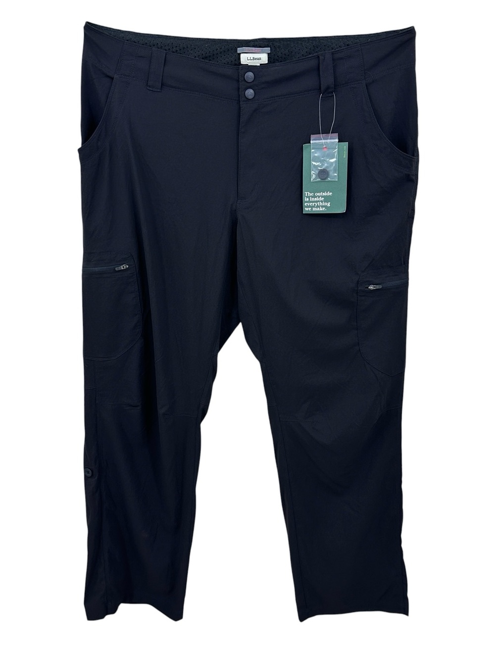 New L.L. BEAN Vista Trekking Pants Hiking Camping Roll Up Black